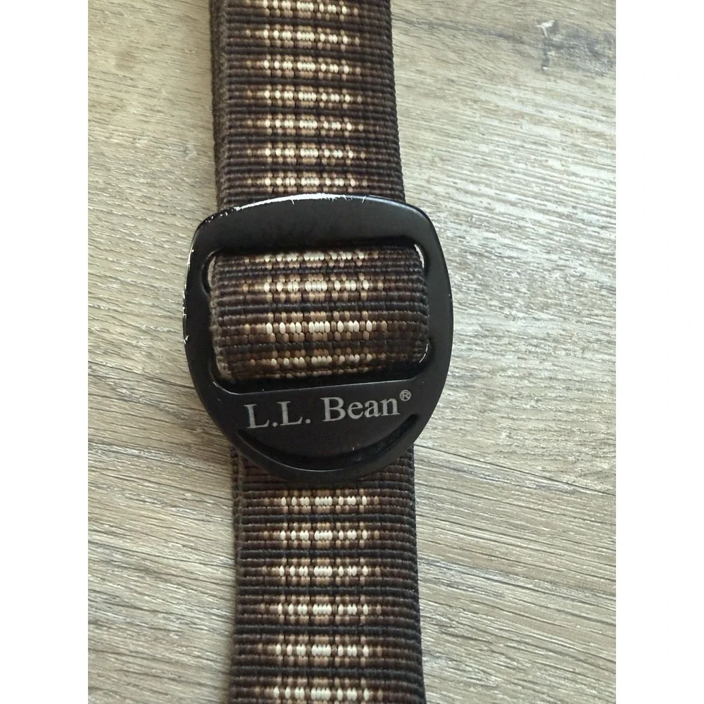 Men's L.L. Bean Nylon Webbing D-Ring Tactical Utility Belt Brown Tan 43